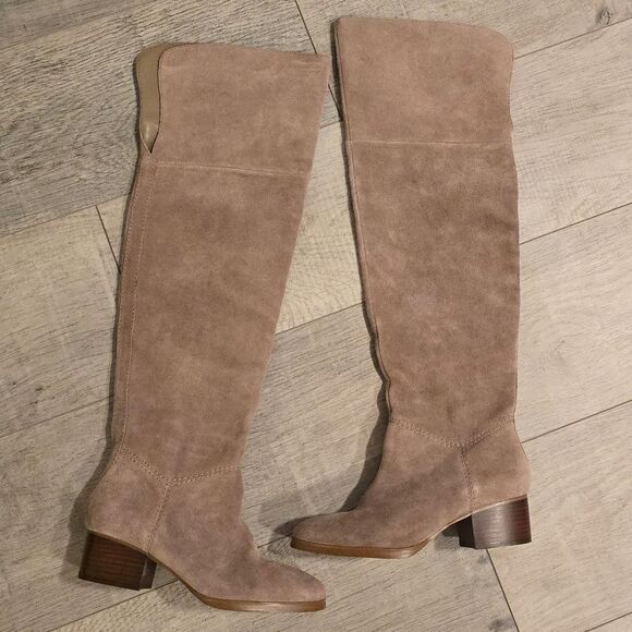 BP Over The Knee Genuine Tan Suede Boots 7 Hensley - Picture 1 of 8